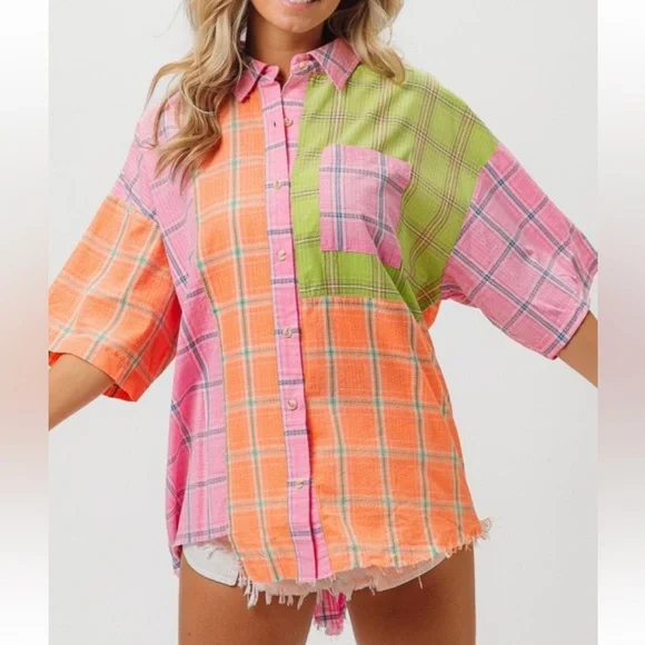 Bibi Washed Plaid Shirt - Picture 1 of 7